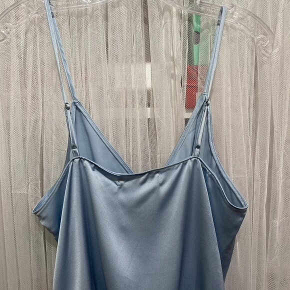 Abercrombie & Fitch Light Blue Satin Button Up Bodysuit Thong back Size Medium - Picture 7 of 16